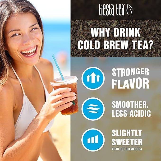Tiesta Tea - Passion Berry Jolt Cold Brew, Loose Leaf, Raspberry Passion Fruit Black Tea, High Caffeinated, Cold Brew Packets, Makes 64 oz Pitcher Per Bag (Pack of 10)