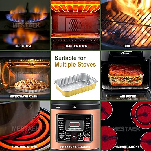 13"x 8.9" 7.5LB Sturdy Aluminum Foil Pans with Lids and Handle (5 Pack), 2X Thicker Heavy Duty, Dishwasher, Reusable Microwavable for Cooking, Baking, Reheating, Freezer, Oven, Recyclable