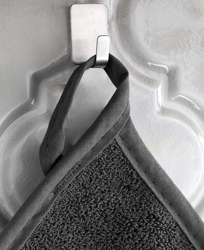 RITZ Terry Potholder & Hot Pad: Unparalleled Heat Resistant, Durable 100% Cotton – Ergonomically Designed for Optimal Grip – Easy-Care Machine Washable – 4-Pack, Federal/Graphite