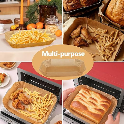 150 Pack 8.6x5.5" Air Fryer Liners, Parchment Paper Sheets For Ninja DZ201/DZ401 Dual Basket, Non-Stick, Disposable, Unbleached, Heat Resistant, Fits 3-6 QT Air Fryers, Oil-Free & Healthy Cooking.