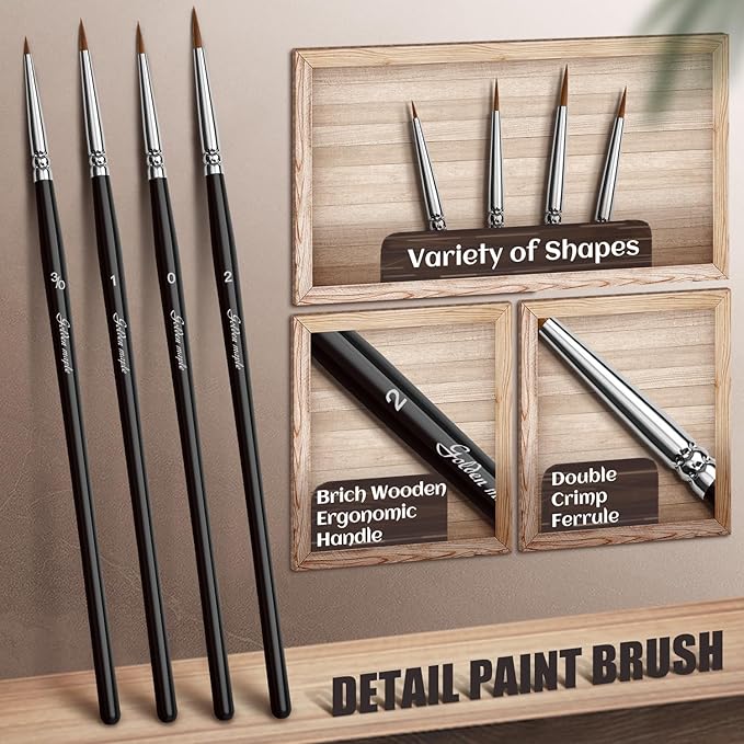 Drybrush Miniature Paint Brushes -10pcs Micro Detail Paint Brush Set, Small Fine Detail Brushes for Acrylics, Watercolors & Paint by Number, Figurine