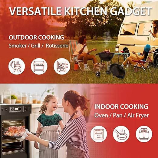 Smart Meat Thermometer Digital App | Instant Read Food Thermometers for Grill Cooking | Perfect for Steak, Chicken, Turkey | WiFi Unlimited for BBQ,Oven, Smoker, Air Fryer | Kitchen Gadgets Essentials