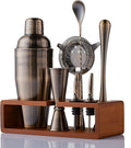 Mint & Mortar Cocktail Shaker Set, 7-Piece Bartender Kit with Stand, 24oz Martini Shaker Bottle Stainless Steel Bar Tools, Home Bar Accessories Drink Mixer, Barware Gift Set - Brushed Gold