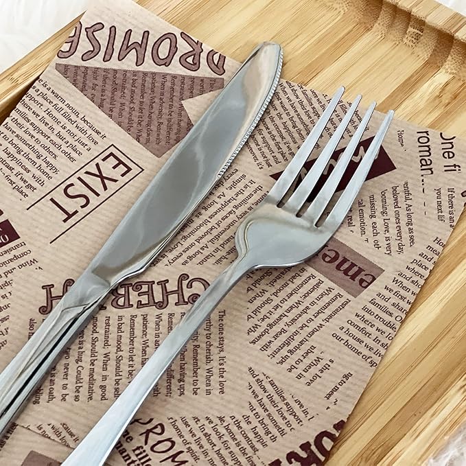 SANTUO 16 Piece Silverware Set with 8 Dinner Knives and 8 Dinner Forks,Flatware Set with Top Food Grade Stainless Steel,Tableware Cutlery Set For Home Restaurant Hotel, Mirror Finish, Dishwasher Safe