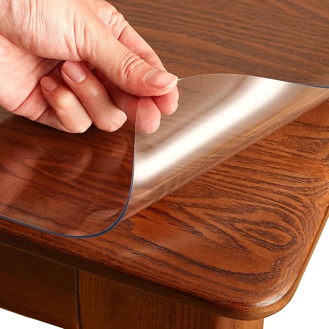 Clear Table Cover Protector Rectangle 42 x 90 Inch, 1.5mm Transparent Plastic Table Protector Waterproof, Anti-Scratch Clear Desk Mat for Office Desktop Dresser Dining Table, FDA Compliant