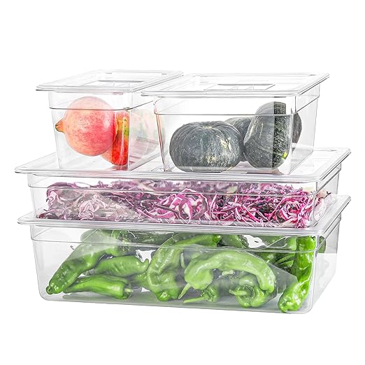 6 PCS Clear Food Pan Lids Universal 1/3 Size Polycarbonate Lids with Handle Food Storage Container Cover for Commercial Restaurant Hotel Dishwasher Safety BPA Free