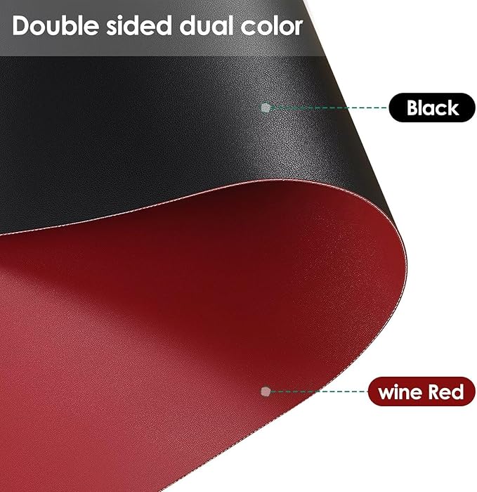 Leather Dresser Cover,1.8mm Thick,14x66 Inch,Dresser Protector Top,Dresser Top Protector,Dresser Cover Top,Dresser Top Cover,Dresser Cover Top for Bedroom.(Black+Wine Red,14x66)