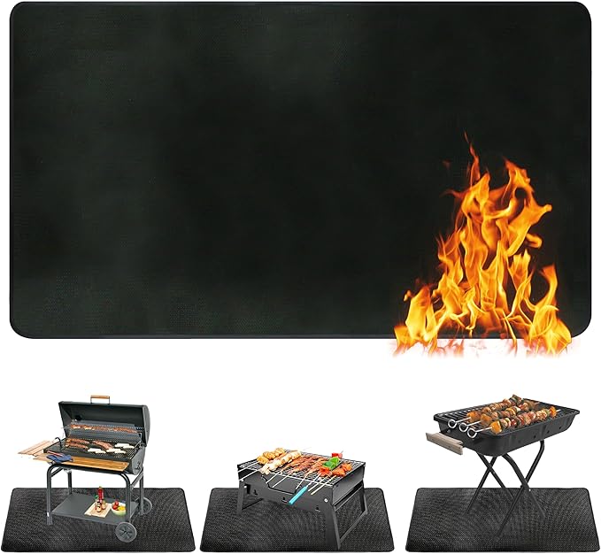 Ogrmar 76 x 52 Inch Under Grill Mats for Outdoor Grill, Indoor Fire Pit/Fireplace Mat, Waterproof Oil-Proof Grill Floor Pads, BBQ Mat Protector for Deck, Patio and Grass (76 * 52 Inch)