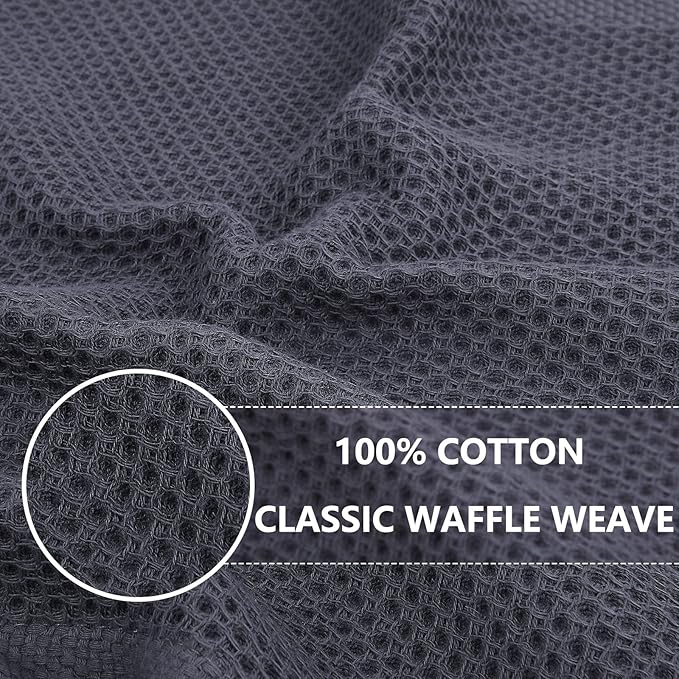 Homaxy 100% Cotton Waffle Weave Kitchen Dish Towels, Ultra Soft Absorbent Quick Drying Cleaning Towel, 13 x 28 Inches, 18-Pack, Mixed Color
