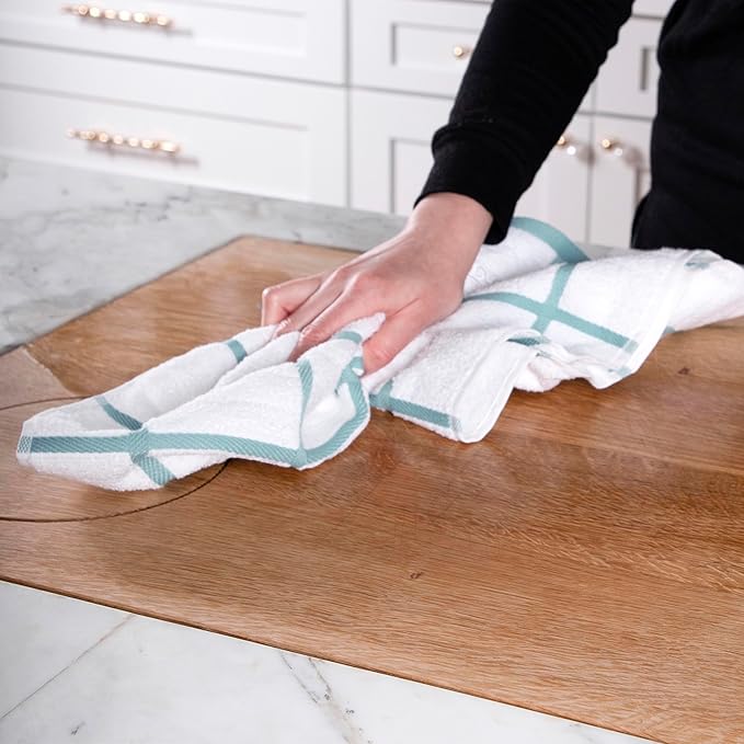 All-Clad Checked Kitchen Towel: Highly Absorbent, Super Soft Long Lasting - 100% Cotton, 17"x30" Tea Towel for Cleaning & Drying Dishes, Pans, Glassware, or Countertops, (1-Pack), Rainfall