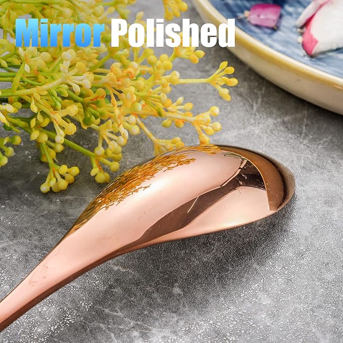Lemeya 20-Piece Rose Gold Silverware Set for 4,Heavy Duty 18/10 Stainless Steel Cutlery Set with Forged Stand Knife,Modern Flatware Utensils Set,Forks Spoons and Knives Set,Dishwasher Safe