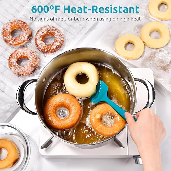 Heat Resistant Silicone Spoon Spatula: U-Taste 600ºF High Heat Flexible 11.38in Silicon Mixing Stirring Cooking Scraping Baking Bowl Scraper for Kitchen Nonstick Cookware (Marrs Green)