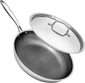 Non Stick Frying Pans with Lids, 12 Inch Fry Pan, Hybrid Large Frying Pan with Lid, Nonstick Skillet Stainless Steel, Dishwasher & Oven-Safe, Induction Compatible Cooking Pan