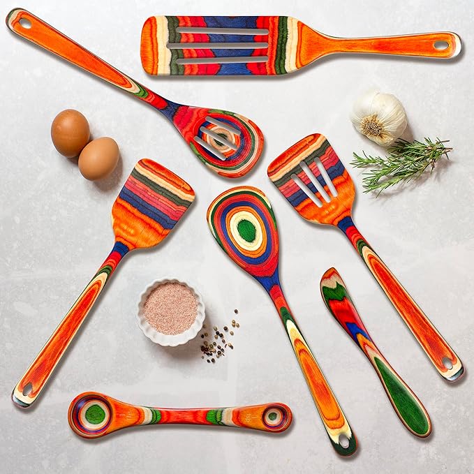 Totally Bamboo Baltique Marrakesh Collection 7 Piece Cooking Utensil Set, Safe for Nonstick
