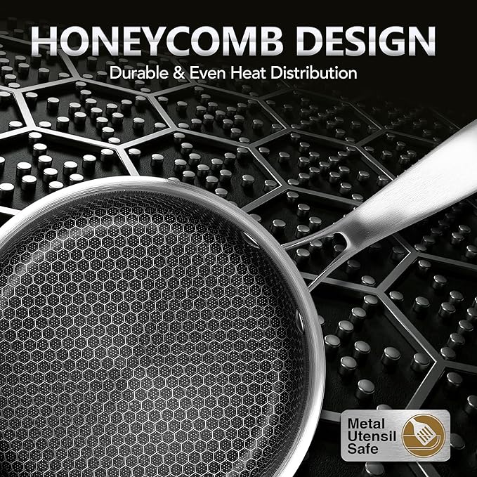 MICHELANGELO 3 Quart Saucepan with Lid, Premium Triple Ply Stainless Steel Sauce Pan with Lid, Sauce Pot with Honeycomb Interior - 3QT