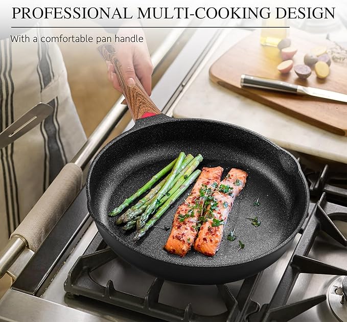Vinchef 8" Non Stick Frying Pans, Skillet with Lid Used for All Stoves, Induction Non Toxic Cookware, Cooking Pans Nonstick Capable of Kitchen