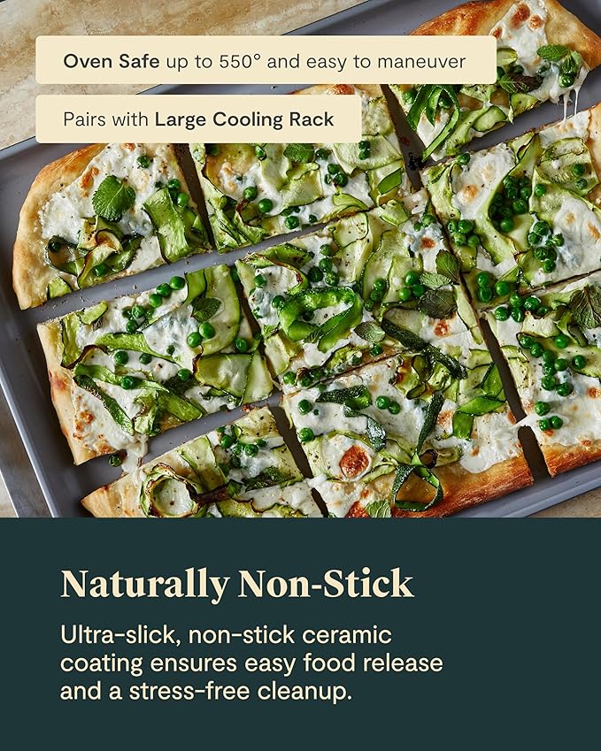Caraway Non-Stick Ceramic Baking Sheet - Naturally Slick Ceramic Coating - Non-Toxic, PTFE & PFOA Free - Perfect for Baking, Roasting, and More - Large (18" x 13") - White