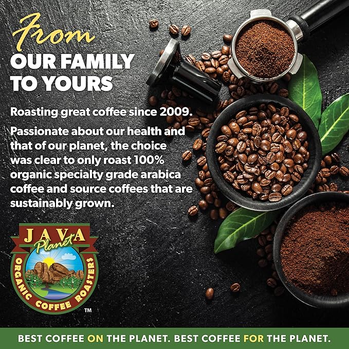 Low Acid Organic Coffee – Whole Bean, Mold-Free & Stomach Friendly by Java Planet, Black Magic Blend Coffee, Medium Dark Roast, Smooth Full Flavored, 1LB Bag