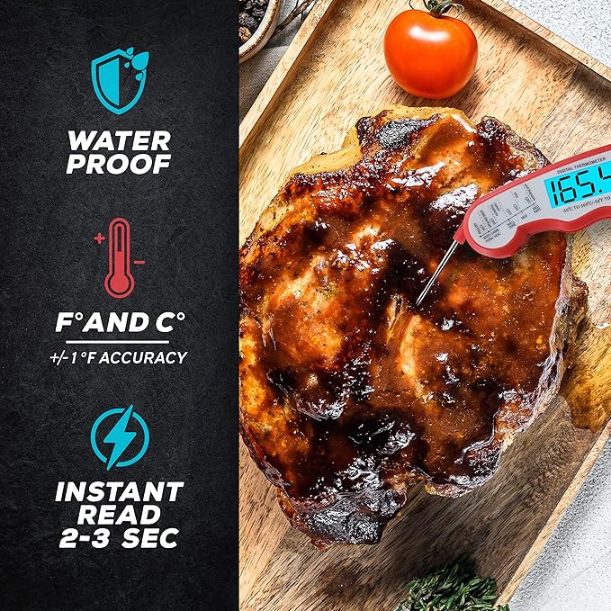 KIZEN Instant Read Meat Thermometer Digital - Food Thermometer for Cooking, Grill, Oven, BBQ - Probe Thermometer for Kitchen